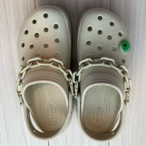 Platform crocs with added chain bone women 9